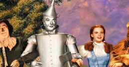 Dorothy, Scarecrow, Tin Man, and Cowardly Lion journey together along the Yellow Brick Road in "The Wizard of Oz.