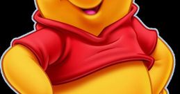 Cheerful Winnie the Pooh character wearing a red shirt, radiating joy and friendship in a colorful illustration.