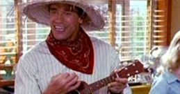 Arnold Schwarzenegger plays a fun teacher, strumming a ukulele for captivated kindergarten kids in "Kindergarten Cop.