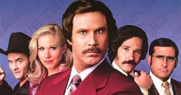 Anchorman: The Legend of Ron Burgundy poster featuring Will Ferrell and the iconic news team in vibrant 70s style.