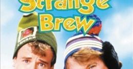 Strange Brew (1983) DVD cover featuring Rick Moranis and Dave Thomas with beer bottles and snacks, showcasing classic comedy.