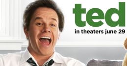 Mark Wahlberg laughs joyfully with Ted the bear, promoting the comedy film "Ted" (2012) in a relaxed setting.