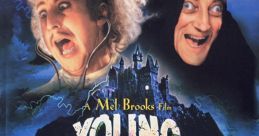 Classic cast from *Young Frankenstein* (1974) with iconic characters in a spooky setting, showcasing Mel Brooks' comedic genius.