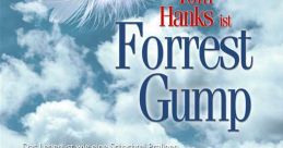 Tom Hanks as Forrest Gump reflects on life, featuring iconic quotes and a serene sky backdrop, celebrating the classic film.