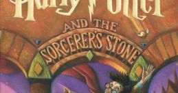 Cover art of 'Harry Potter and the Sorcerer's Stone' featuring Harry on a broomstick with magical elements in the background.