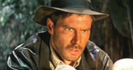 Indiana Jones prepares to replace a golden idol in a jungle setting, showcasing action and adventure from Raiders of the Lost Ark.