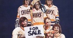 Vintage poster of 'Slap Shot' (1977), featuring the Charlestown Chiefs hockey team and iconic stars like Paul Newman.