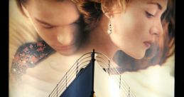 Titanic movie poster featuring Leonardo DiCaprio and Kate Winslet, highlighting themes of love and tragedy aboard the ship.