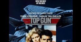 Top Gun movie poster featuring Tom Cruise and Kelly McGillis with fighter jets in the background, showcasing 1980s film nostalgia.