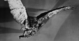 Norman Bates from "Psycho" (1960), gazing back with an ominous owl overhead, evokes suspense and psychological intrigue.