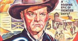 James Cagney in "The Oklahoma Kid" poster, showcasing a classic Western with gunfights and frontier themes.