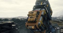 Character crossing a precarious chasm with heavy cargo, symbolizing the struggle against death in a desolate landscape.