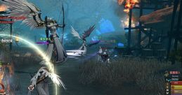 Epic battle scene in a fantasy MMORPG featuring characters executing powerful skills and combos in a vibrant environment.