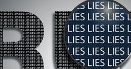 Text art showcasing the word "LIES" magnified, symbolizing scrutiny and the uncovering of deception.