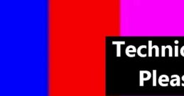 Screen displaying 'Technical Difficulties' message with colorful static background, indicating a broadcast interruption.