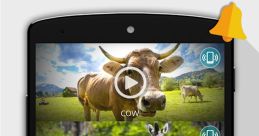 Sounds of real animals: cow, zebra, and hen in a mobile app interface, designed for animal enthusiasts and kids.