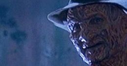 Freddy Krueger from A Nightmare on Elm Street 3, wearing his signature fedora and striped sweater, menacingly poses.