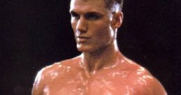 Ivan Drago from Rocky IV, showcasing his powerful physique and boxing stance, ready for the ultimate challenge in the ring.