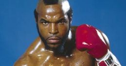 Clubber Lang from Rocky III showcasing his boxing stance, wearing red gloves and a championship belt, exuding confidence.