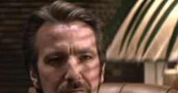 Hans Gruber, the iconic villain from Die Hard, sitting in a leather chair with intense expression and dramatic lighting.