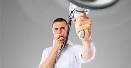 Man shouting into a megaphone promotes super loud ringtones for maximum impact and attention in communication.