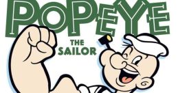 Popeye the Sailor flexes his muscles, showcasing his iconic strength and charm in classic cartoon style.