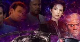 Star Trek: Deep Space Nine characters and space station in a vibrant cosmic backdrop highlighting the series' iconic themes.