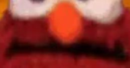 Close-up of a fuzzy red character's face with large eyes and an orange nose, popular in 2019 Earape memes.