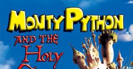 Cover art of "Monty Python and the Holy Grail" featuring the Holy Grail and flying cows against a blue sky.