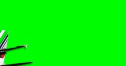 Airplane with green background for digital effects, ideal for video editing and visual enhancement in aviation projects.