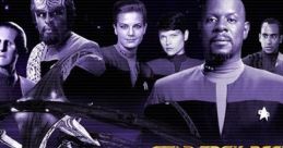 Star Trek Deep Space Nine poster featuring iconic characters and the starship, showcasing the series' unique sci-fi aesthetics.