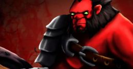 Axe from Dota, a fierce red-skinned warrior wielding a massive weapon, embodies strength and aggression in battle.