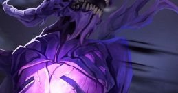 Bane from Dota, depicted as a menacing purple creature with sharp teeth and elongated limbs, exuding dark energy.