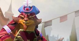 Pangolier from Dota showcases his unique armor and confident stance in a vibrant fantasy setting.