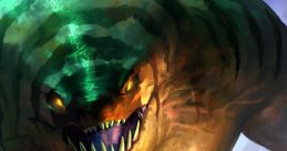 Tidehunter from Dota, showcasing fierce expression and vibrant colors, embodies raw power and aquatic essence.