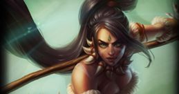 Nidalee from League of Legends in a dynamic pose, showcasing her fierce spirit and agility in the jungle.