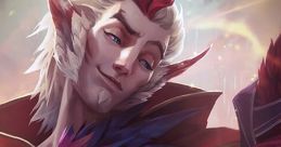 Rakan from League of Legends showcasing his charismatic smile and vibrant plumage in a mystical background.