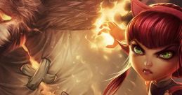 Annie from League of Legends showcases fierce determination, unleashing her fiery magic with her teddy bear companion.