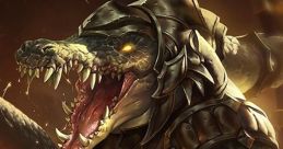 Renekton from League of Legends, fierce and armored, showcasing his powerful jaws and menacing presence in battle.