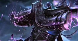 Shen from League of Legends showcases his iconic stance, surrounded by purple energy and a mysterious atmosphere.