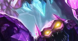 Skarner, the crystal scorpion from League of Legends, emerging from a vibrant, gem-filled landscape.