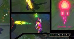 Vibrant effects showcase League of Legends character using colorful abilities and projectiles in a dynamic gameplay setting.