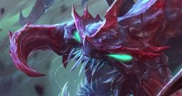 Cho'Gath towers over a fallen warrior in League of Legends, showcasing his fearsome presence and monstrous design.