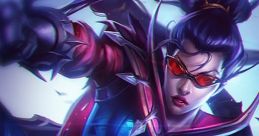 Vayne from League of Legends in dynamic action pose, showcasing her stealthy and fierce character design.