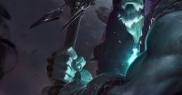 Yorick from League of Legends wields his iconic shovel, surrounded by dark mist and ghostly figures in the background.