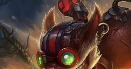 Ziggs from League of Legends flying through the air, ready to launch explosive bombs with a mischievous grin.