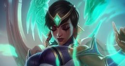 Karma from League of Legends channels her mystical powers, surrounded by ethereal energy and an aura of tranquility.