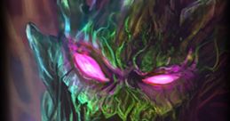 Old Maokai from League of Legends, featuring a twisted tree-like form with glowing purple eyes and vibrant green details.