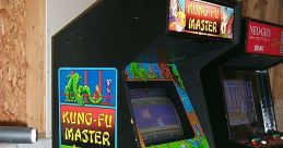 Classic arcade cabinet for "Kung-Fu Master," featuring vibrant artwork and controls for a nostalgic gaming experience.