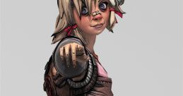 Tiny Tina from Borderlands 2, featuring her signature playful pose and vibrant character design with accessories and explosives.